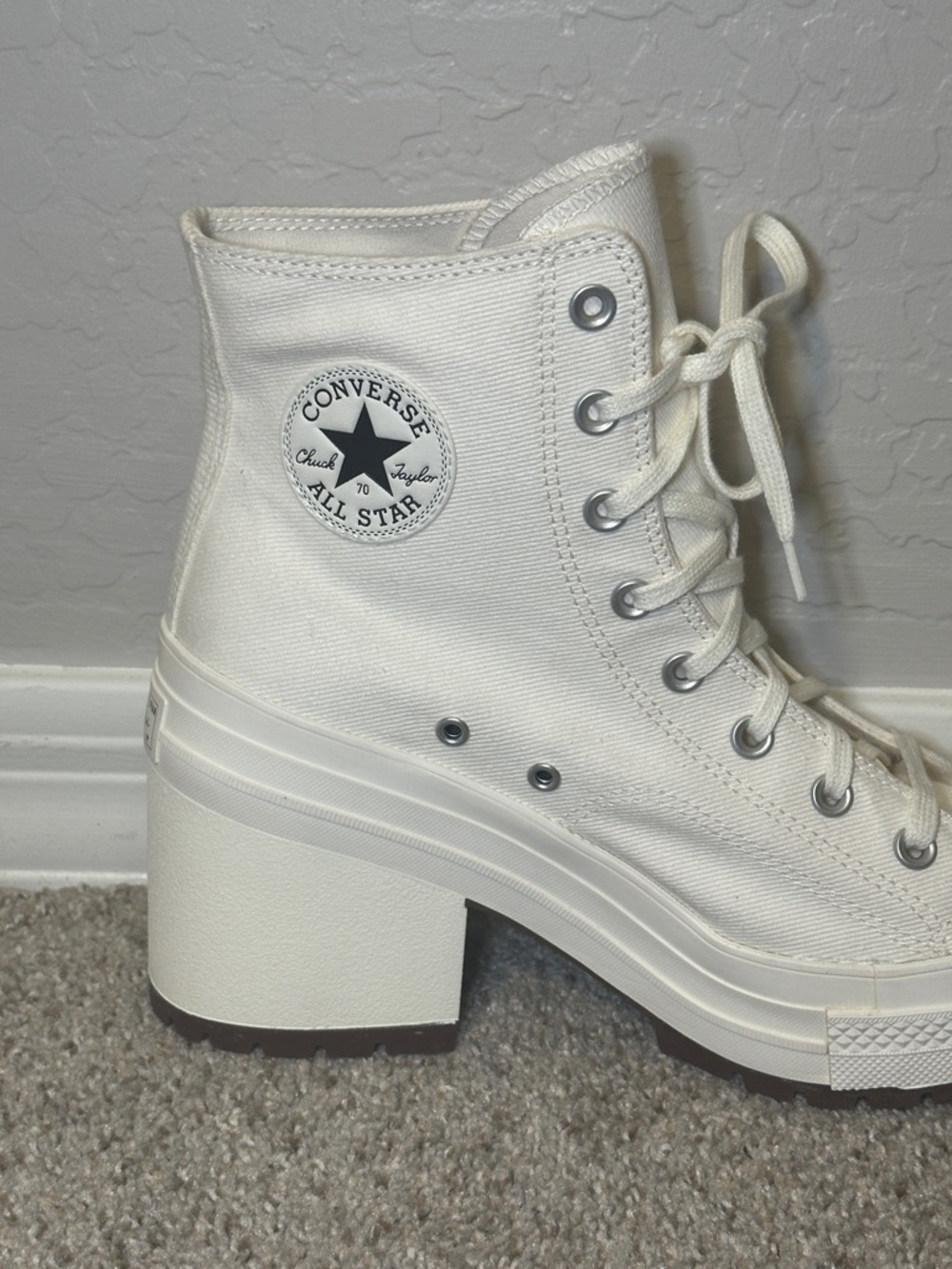 Converse Chuck Taylor All Star Lift Platform Lugged High Top Sneaker Cream - Picture 8 of 13